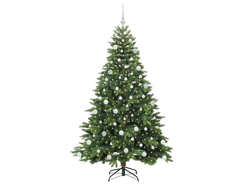 Sapin de noël - arbre de noël artificiel avec 300 led vert 180 cm pe et pvc - Conforama C