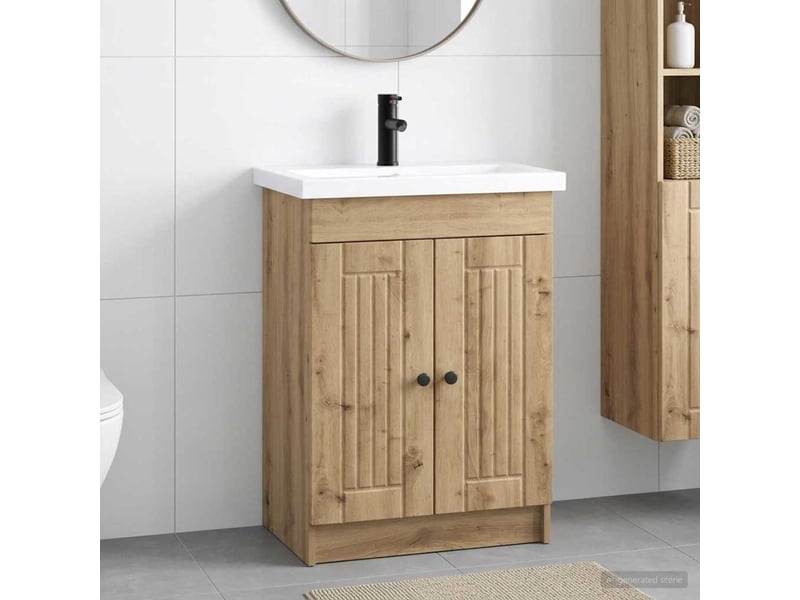  Ensemble de mobilier de salle de bain chêne artisanal shl6968  - Conforama B
