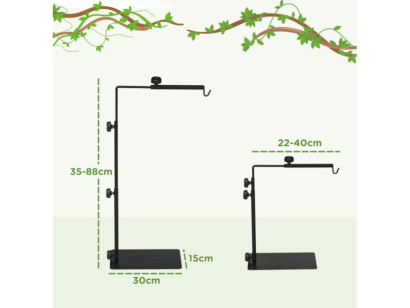  Support de lampe chauffante pour terrarium 40 x 15 x 95 cm noir en acier, hauteur et largeur réglables  - Conforama C