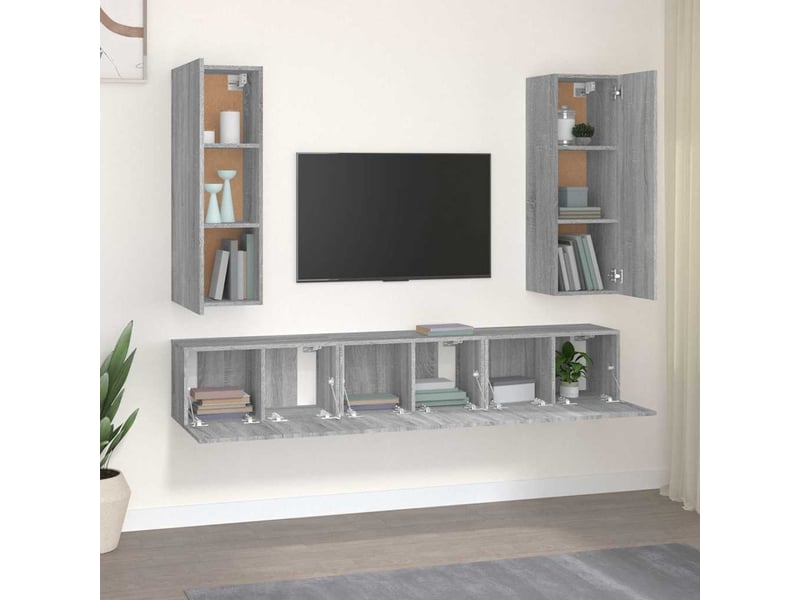  Ensemble de meubles tv 5 pcs sonoma gris bois d'ingénierie shl75557  - Conforama C