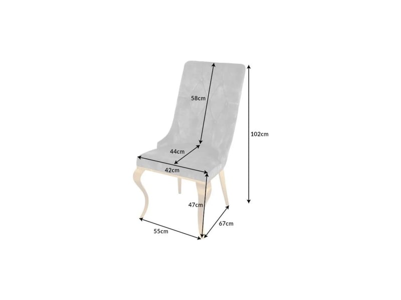  Lot de 2 chaises baroques velena en velours gris capitonné avec pieds dorés et tête de lion  - Conforama C
