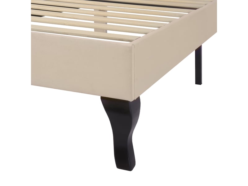  Lit simple 90x200 cm avec sommier et tête réglable, velours, beige, sans matelas  - Conforama R