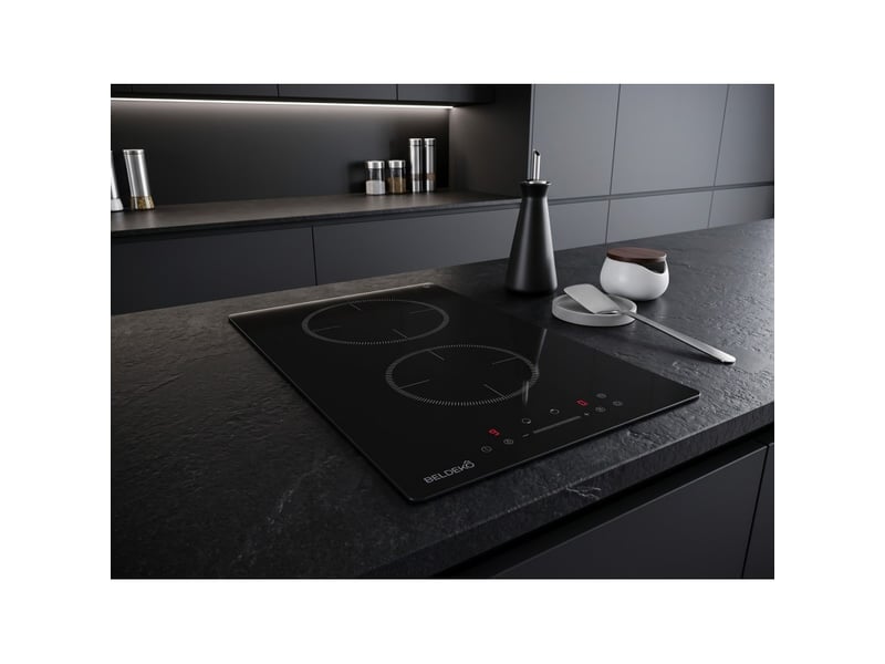 Beldeko plaque induction 2 feux 3800 w - domino - 2 booster - minuteur - prise - marque française - Conforama B