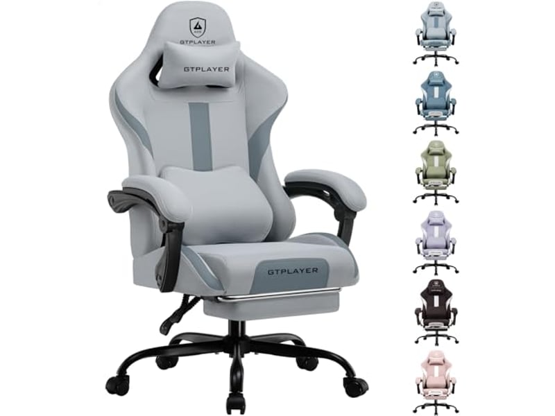 Gtplayer chaise de jeu ergonomique, réglable et pivotante en tissu respirant - gris GT905-GY - Conforama A