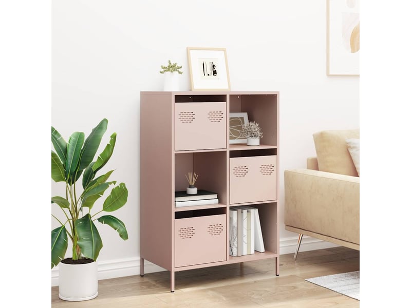  Buffet haut - bahut - meuble de rangement rose 68x39x103,5 cm acier  - Conforama C