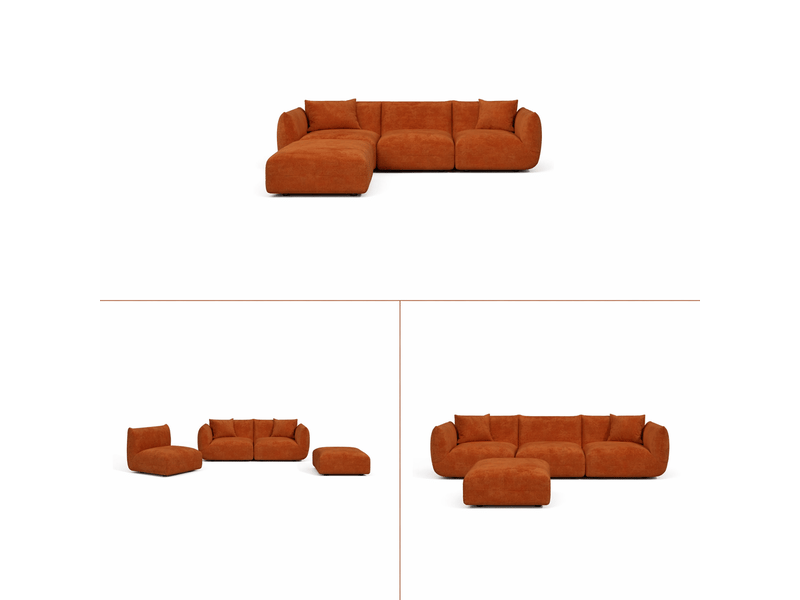 Canapé d'angle modulable 6 places en velours chenillé nooma NOOMA - Conforama D