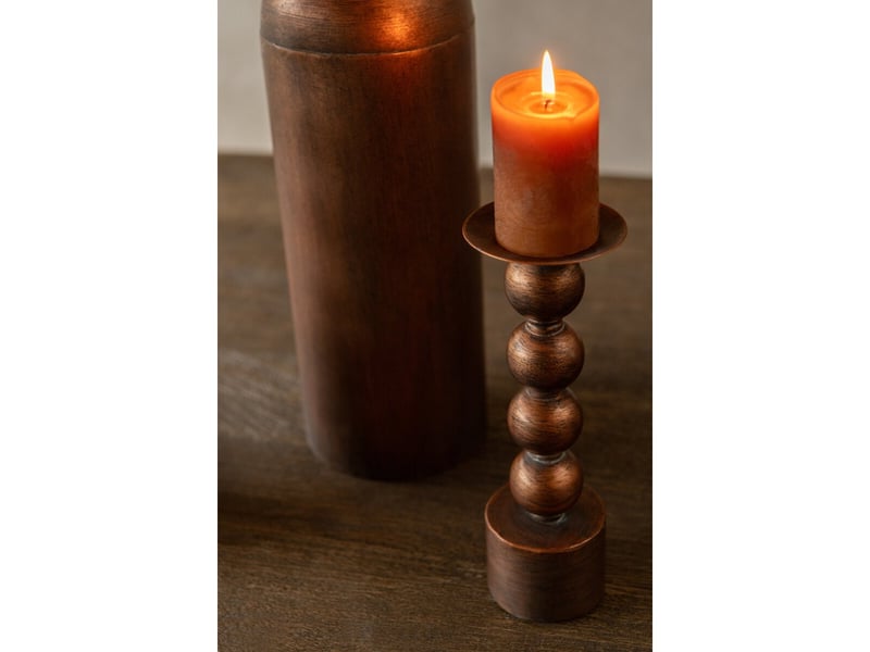  Lot de 2 bougeoirs sphère malte 33cm bronze  - Conforama D