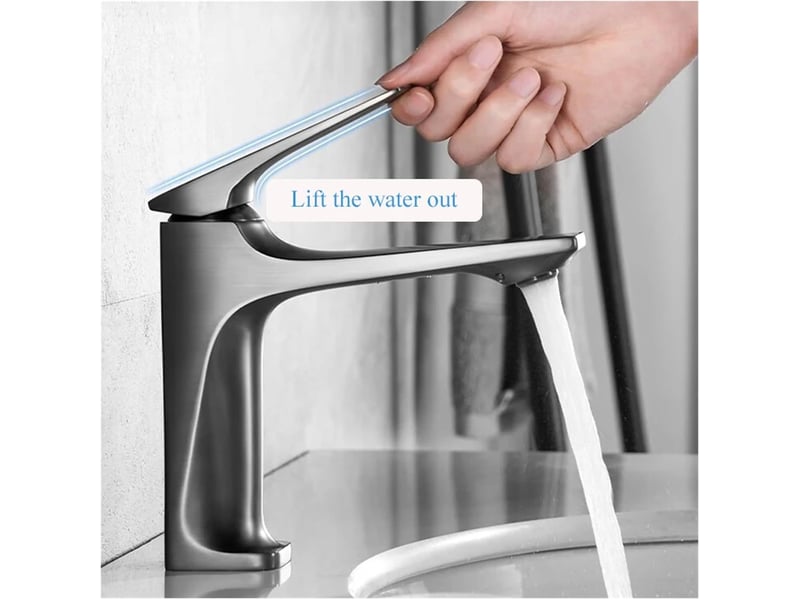  Robinet moderne lavabo salle de bain eau froidechaude lavabo évier robinet évier mono levier plan de travail anti-éclaboussures(gris gun)  - Conforama B