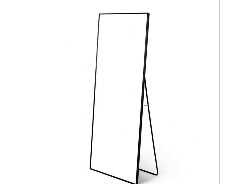 Miroir sur pied 150x40cm - miroir rectangulaire en verre trempé avec cadre en aluminium - noir - Conforama A
