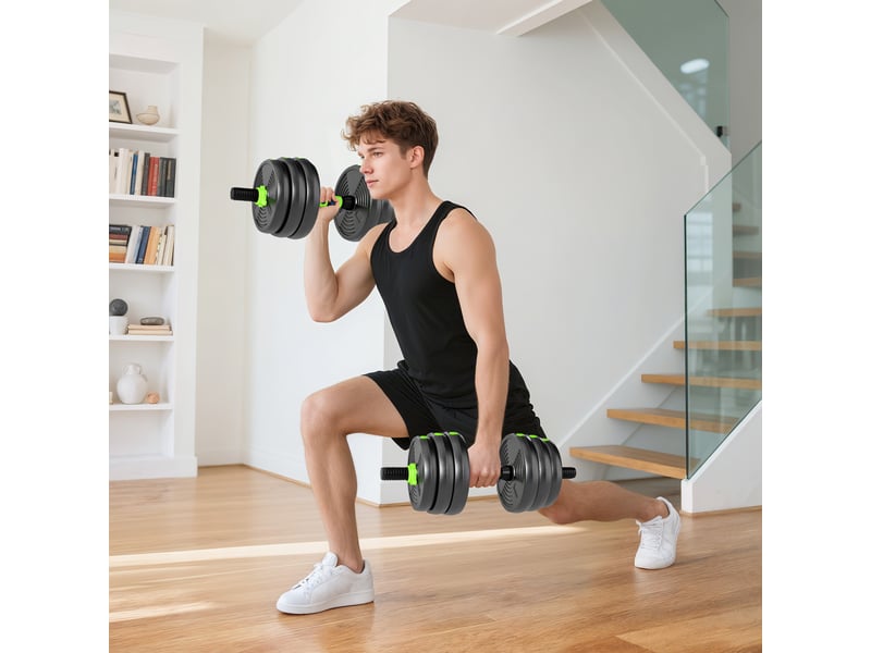 Kit haltères musculation haltères réglables 20 kg 3 en 1, ensemble de poids réglable avec barre d'extension noir - Conforama D