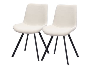Lot de 2 chaises de salle à manger pivotantes,54x59x90 cm,tissu et métal,blanc