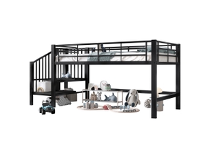 Lit mezzanine 90x200 cm BEAOK   coloris noir