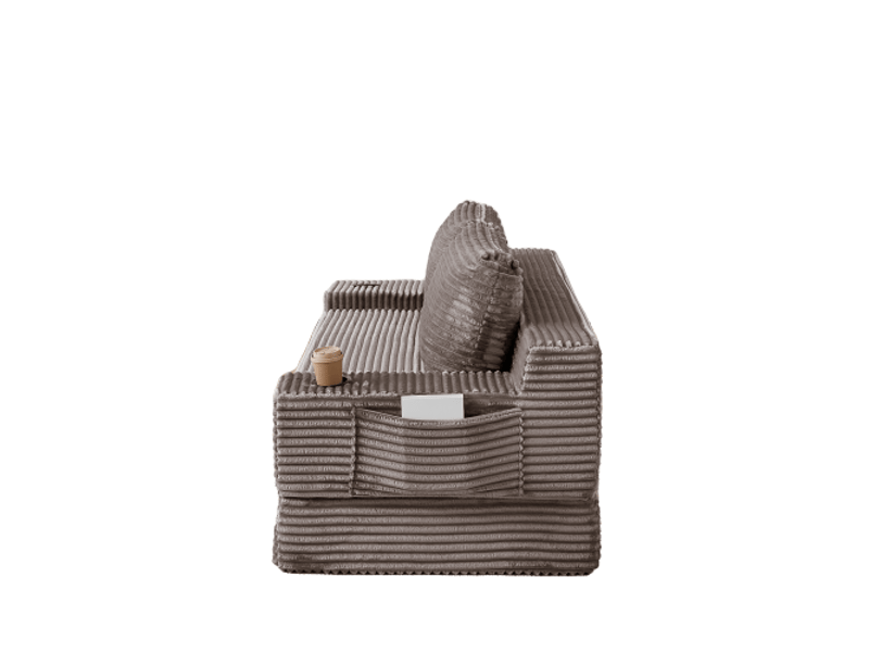  Canapé-lit 2-en-1 en corde – 2 coussins déco, porte-gobelets et poches latérales – idéal salon et chambre  - Conforama D