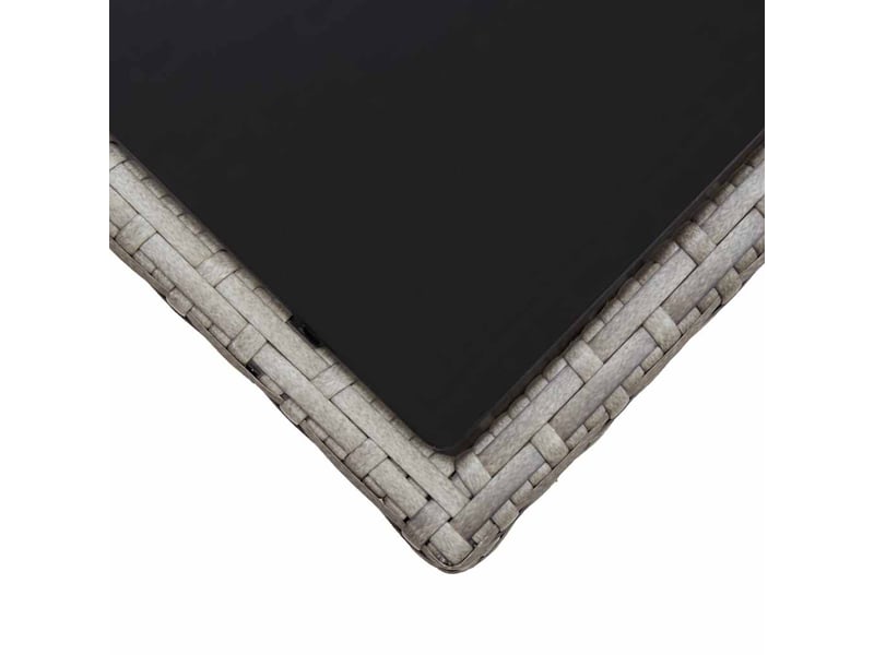  Table basse - table de salon - table à thé gris 45x45x40 cm résine tressée et verre  - Conforama D
