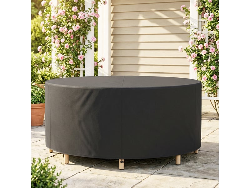  Housse de protection pour mobilier de jardin, résistante à l'hiver, imperméable et anti-uv, en tissu oxford 420d, ø 214 x 70 cm (h), noire  - Conforama D