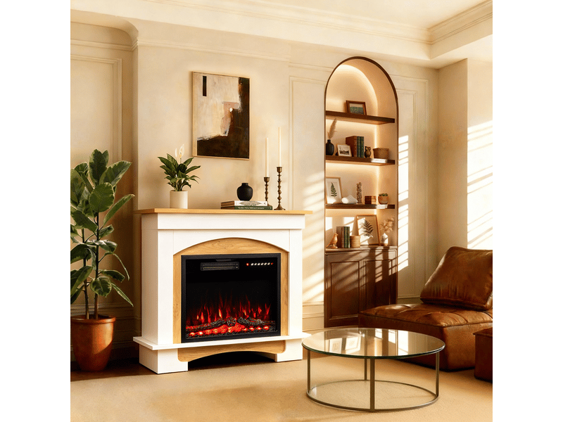 Homavo 23'' cheminée électrique, 100012000w, flamme 3d, télécommande, minuterie, sécutité surchauffe, meuble incluse - Conforama B