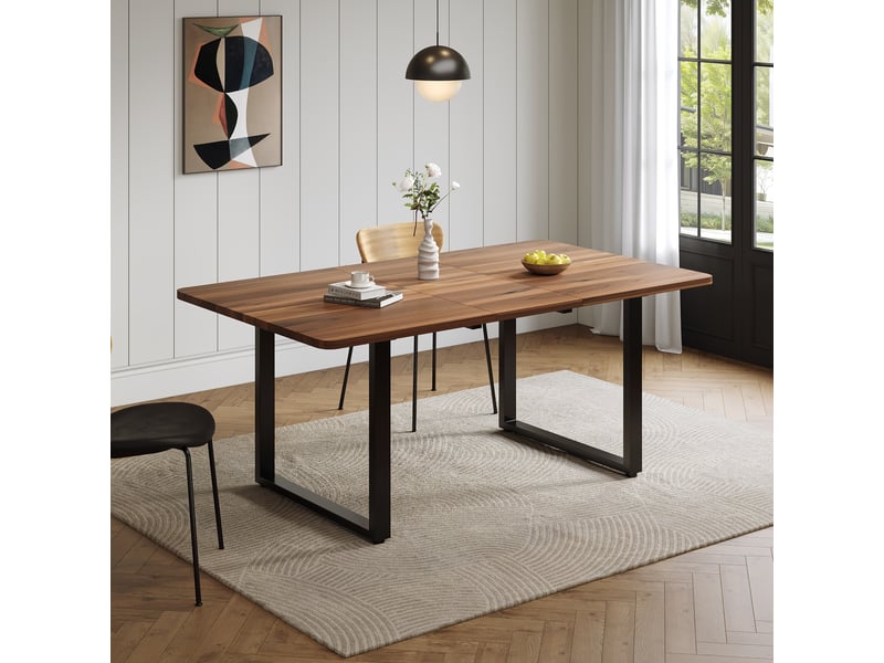 Table à manger extensible 140180220 x 80 cm – mdf et pieds métal – noyer - Conforama B