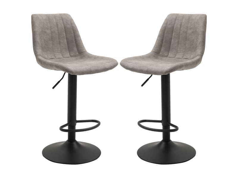  Lot de 2 tabourets de bar style vintage hauteur réglable pivotant avec repose-pied gris  - Conforama B