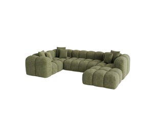 Canapé nuage en u convertible en bouclette vert - alba - morphea