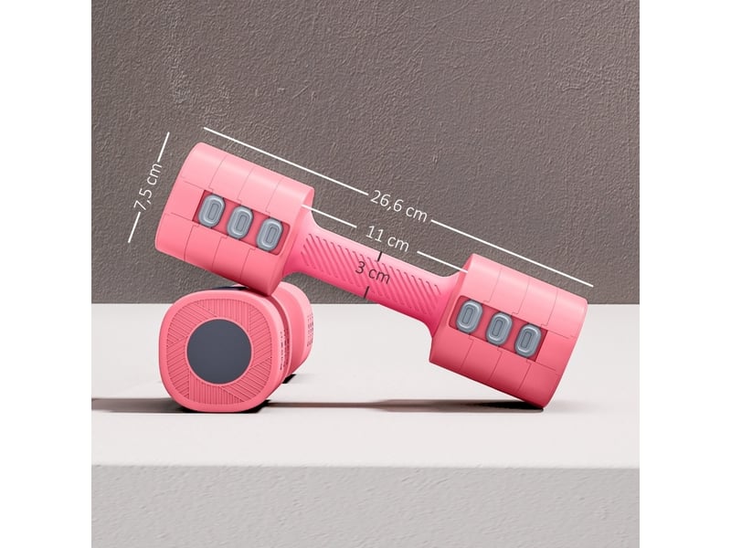 Set de 2 haltères réglables 26,6x7,5x7,5 cm – rose – 4 niveaux de 1 à 2,5 kg, poignée antidérapante - Conforama C