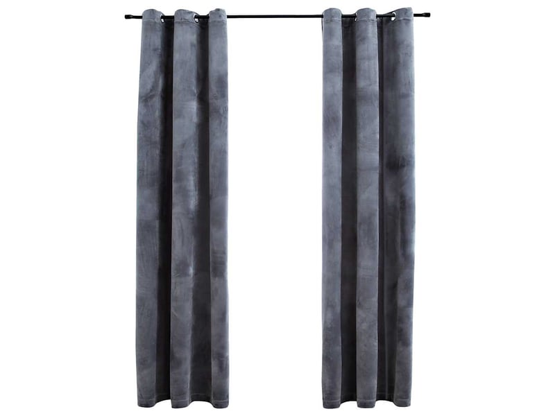  Lot de 2 rideaux occultants, rideaux black-out et anneaux anthracite 94x241cm velours cf44902  - Conforama B