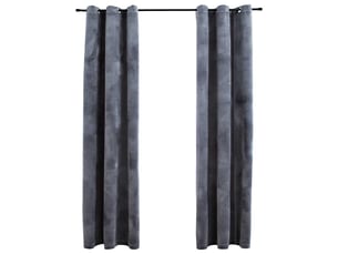 Lot de 2 rideaux occultants, rideaux black-out et anneaux anthracite 94x241cm velours cf44902