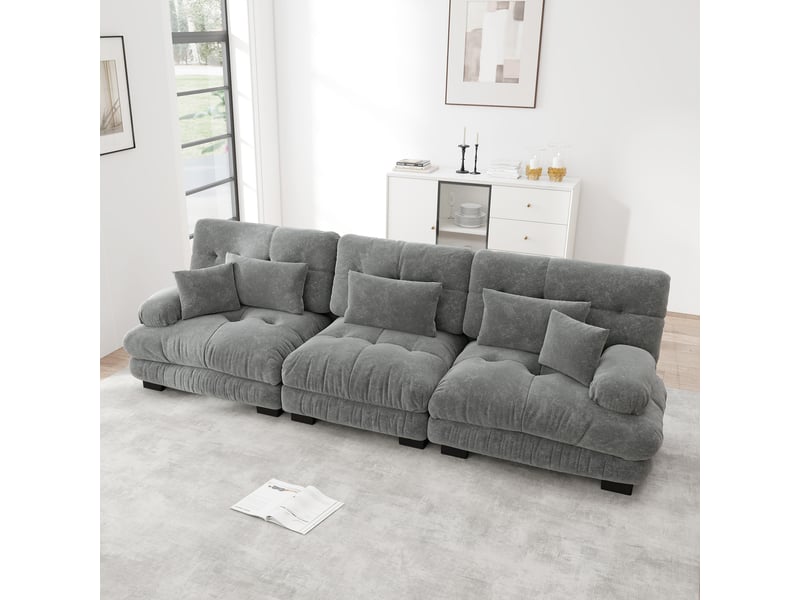 Canapé d'angle, canapé convertible — 3 places, en chenille, assise profonde - Conforama R