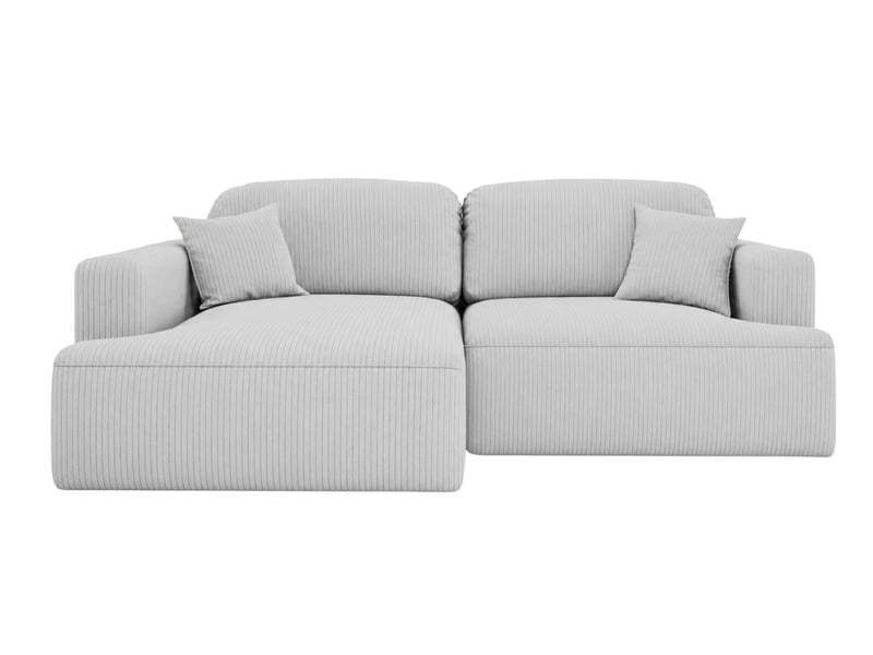  Chiara - canapé d'angle convertible petit velours côtelé 4 places gris clair gauche  - Conforama A