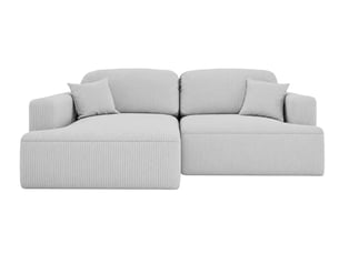 Canapé d'angle réversible convertible CASANOVA 4 places Velours côtelé gris avec coffre de rangement