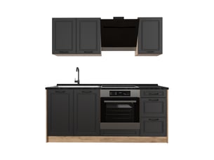 Vicco cuisine, anthracite campagnechêne doré, 180cm sans plan de travail