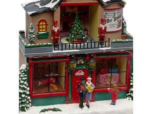 Village de noël lumineux boutique de cadeaux animé et musical 21 led à piles