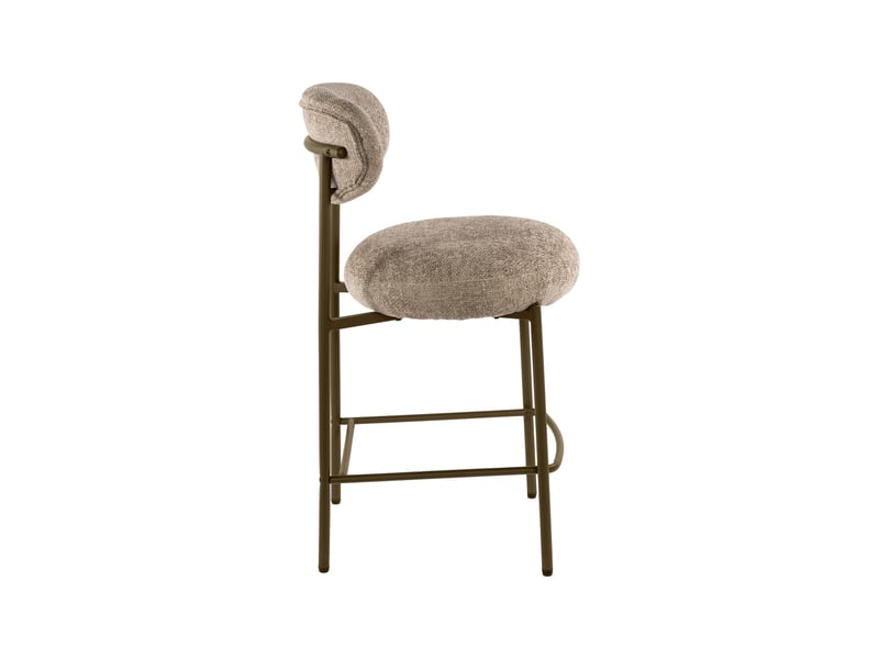  Lot de 2 chaises de bar 51x55x95 cm en tissu texturé sable et bronze  - Conforama D