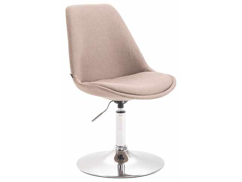 Lot de 4 chaises de salle à manger pivotante hauteur réglable en tissu taupe et pied trompette en métal chromé 10_0008529  - Conforama B
