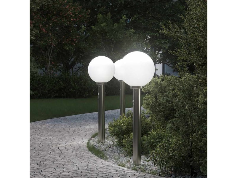 Lot de 3 borne lumineuse avec détecteur 80 cm acier inoxydable ip44 shl43026 - Conforama B