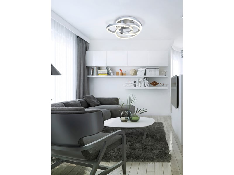  Naeve divora plafonnier semi-encastré à led intégré cct à intensité variable, aluminium, 2 800-6 800 k, télécommande  - Conforama B