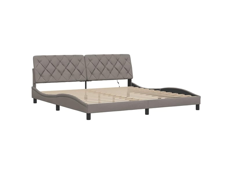 Lit double- lit adulte - cadre de lit avec led sans matelas taupe 200x200 cm tissu - Conforama D