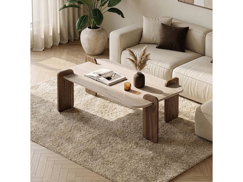  Table basse moderne en bois mélaminé renard - beige  - Conforama B