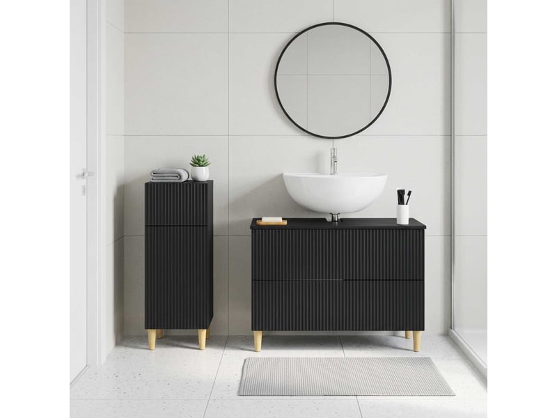  Ensemble de 2 meubles de salle de bain arnhem noir cf63076  - Conforama B
