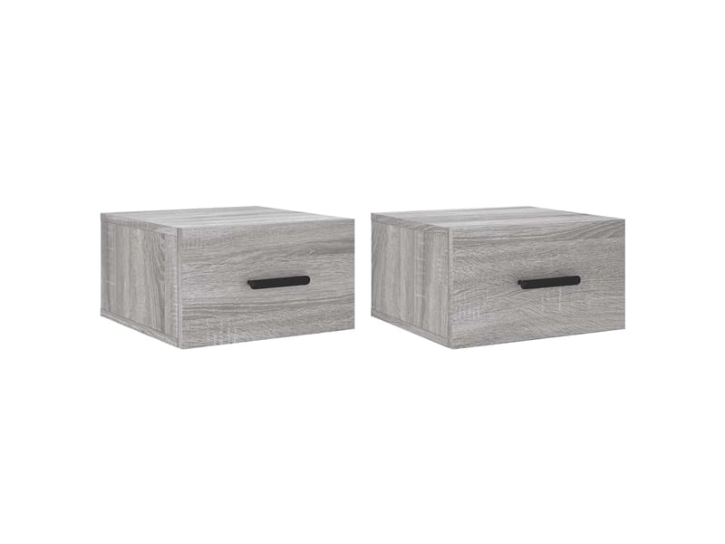  Lot de 2 tables de chevet - cabinet de chevet - table de nuit murales sonoma gris 35x35x20 cm  - Conforama A