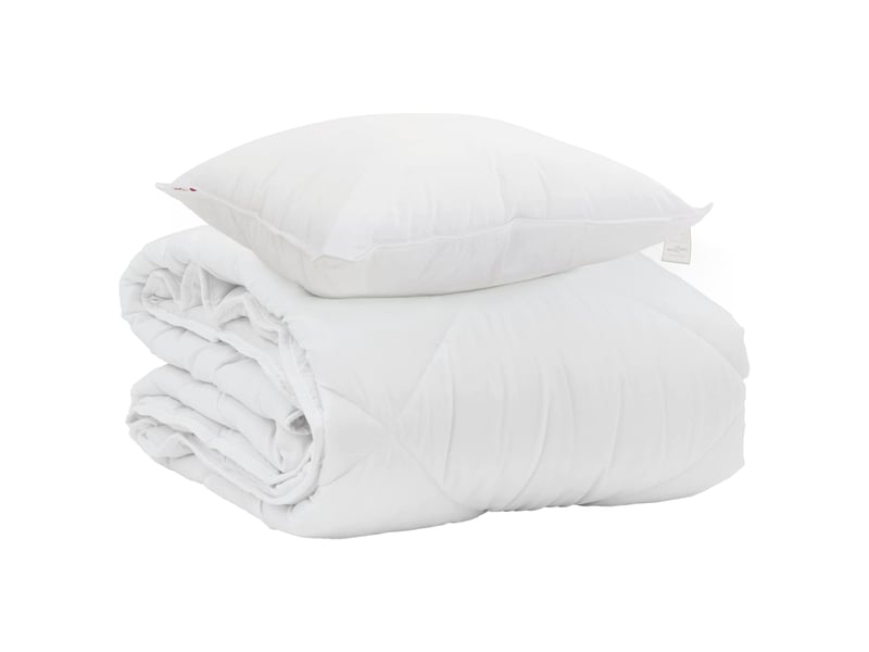  Duvet d'été simple avec oreiller 2 pièces - couette blanc microfibre  - Conforama A
