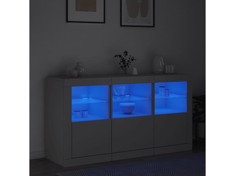 Buffet - bahut - meuble de rangement avec lumières led blanc 123x37x67 cm - Conforama D