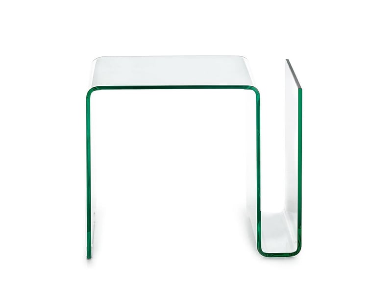 Table de chevet en verre courbé avec porte-revues vallejo  - Conforama C