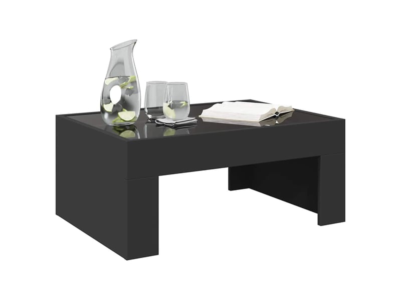  Table basse - table de salon - table à thé avec led infini noir 70x50x30 cm  - Conforama E