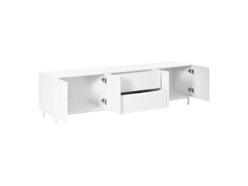  Meuble tv 4 portes et 2 tiroirs en mdf et panneau de particules blanc 180x40x48 cm GL0945W - Conforama B