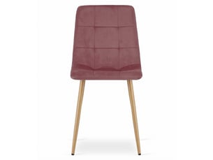 Chaise kara en velours rose avec pieds effet bois