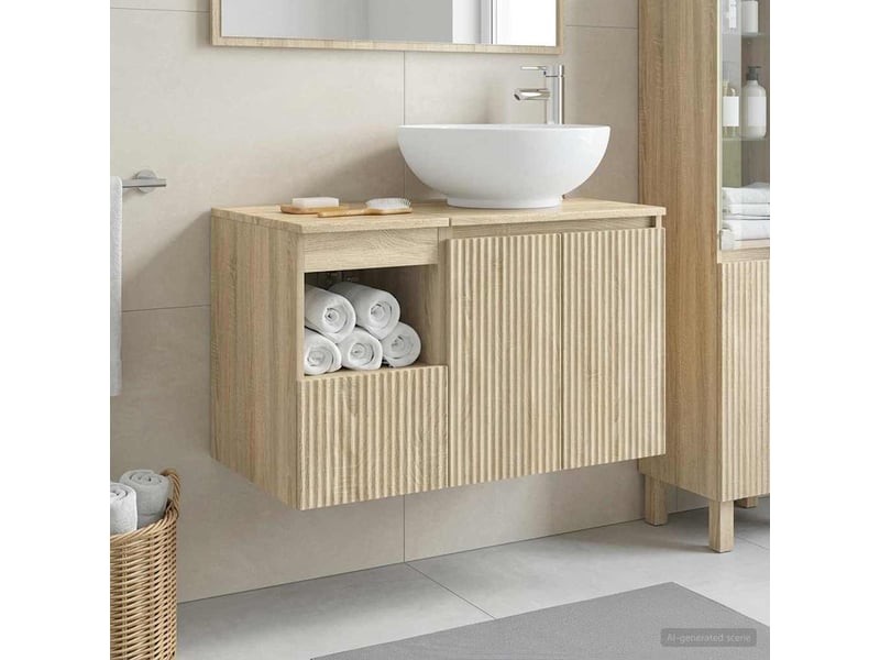 Ensemble de mobilier de salle de bain 2 pc chêne sonoma cf64134 - Conforama B