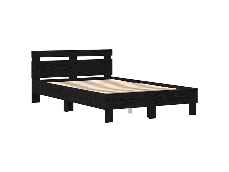 Lit double- lit adulte - cadre de lit chêne noir 135 x 190 cm bois d'ingénierie - Conforama C