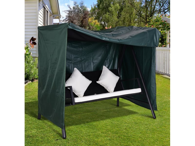 Housse de protection pour balançoire de jardin 205x124x164 cm – vert foncé – imperméable et zippée - Conforama B