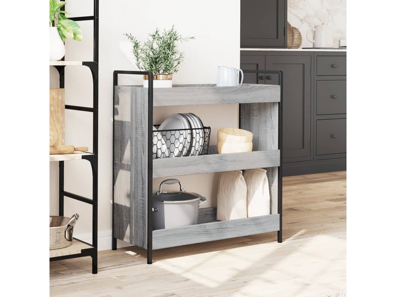  Desserte de cuisine, chariot de rangement sonoma gris 70x30x82 cm bois d'ingénierie  - Conforama C