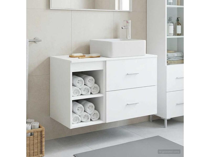  Ensemble de mobilier de salle de bain 2 pcs blanc shl5561  - Conforama B